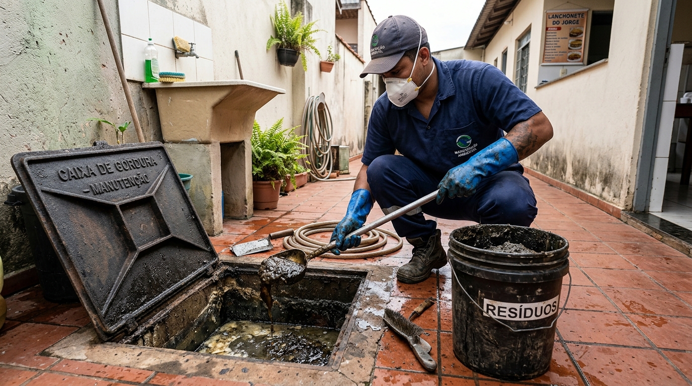 Remoção de lodo de caixa de gordura em Campos dos Goytacazes-RJ